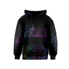 City Night Skyscrapers Kids  Pullover Hoodie by Sapixe