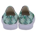 Music, Decorative Clef With Floral Elements Kids  Canvas Slip Ons View4