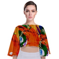 In Mediterrainean Tie Back Butterfly Sleeve Chiffon Top by bestdesignintheworld