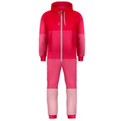 Pink Scarlet Gradient Stripes Pattern Hooded Jumpsuit (men)  by yoursparklingshop