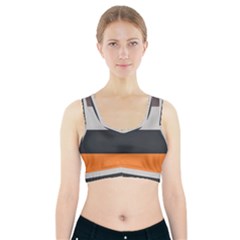 Orange Sand Charcoal Stripes Pattern Striped Elegant Sports Bra With Pocket by yoursparklingshop