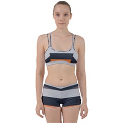 Orange Sand Charcoal Stripes Pattern Striped Elegant Women s Sports Set by yoursparklingshop