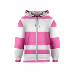 Horizontal Pink White Stripe Pattern Striped Kids  Zipper Hoodie