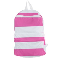 Horizontal Pink White Stripe Pattern Striped Foldable Lightweight Backpack by yoursparklingshop