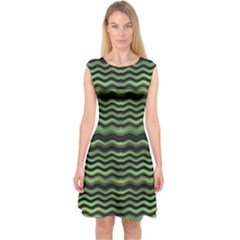 Modern Wavy Stripes Pattern Capsleeve Midi Dress by dflcprints