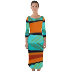 Abstract Art Artistic Quarter Sleeve Midi Bodycon Dress by Modern2018