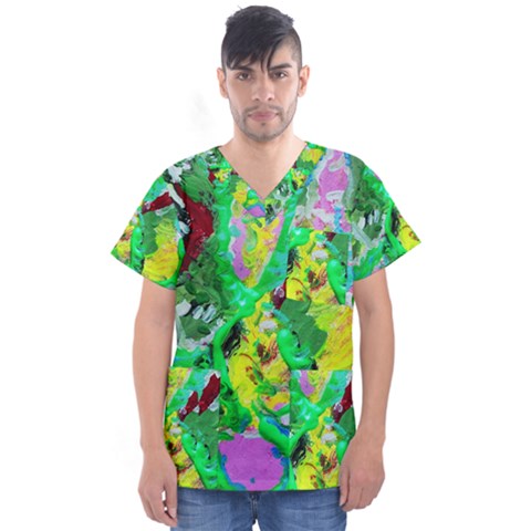 Desert Blooming 1/2 Men s V-neck Scrub Top by bestdesignintheworld