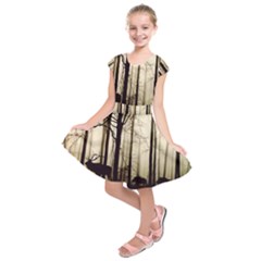 Forest Fog Hirsch Wild Boars Kids  Short Sleeve Dress by Simbadda