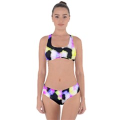 Watercolors Shapes On A Black Background                                   Criss Cross Bikini Set by LalyLauraFLM