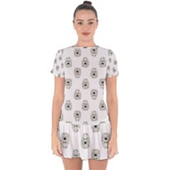 Angry Theater Mask Pattern Drop Hem Mini Chiffon Dress by dflcprints