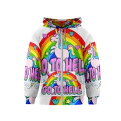 Go To Hell - Unicorn Kids  Zipper Hoodie by Valentinaart