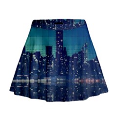 Skyscrapers City Skyscraper Zirkel Mini Flare Skirt by Simbadda