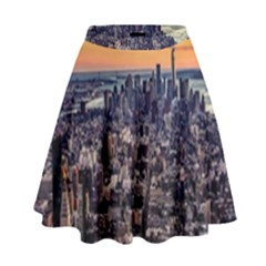 New York Skyline Architecture Nyc High Waist Skirt by Simbadda