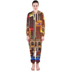 Shanghai Skyline Architecture Hooded Jumpsuit (ladies)  by Simbadda