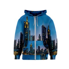 Frankfurt Germany Panorama City Kids  Zipper Hoodie by Simbadda