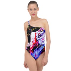 Blue Flamingoes Classic One Shoulder Swimsuit by bestdesignintheworld