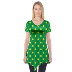 Polkadot Yellow Short Sleeve Tunic  by berwies