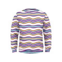 Colorful Wavy Stripes Pattern 7200 Kids  Sweatshirt by dflcprints