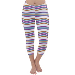 Colorful Wavy Stripes Pattern 7200 Capri Winter Leggings  by dflcprints