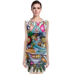 Anthropomorphic Flower Floral Plant Classic Sleeveless Midi Dress by Simbadda