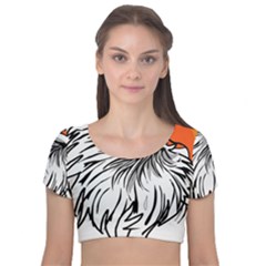 Animal Bird Cartoon Comic Eagle Velvet Short Sleeve Crop Top  by Simbadda