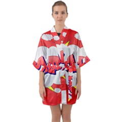 Comic Bubble Popart Cartoon Action Quarter Sleeve Kimono Robe by Simbadda