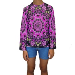 Namaste Decorative Flower Pattern Of Floral Kids  Long Sleeve Swimwear by pepitasart