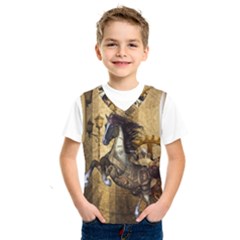 Awesome Steampunk Horse, Clocks And Gears In Golden Colors Kids  Sportswear by FantasyWorld7