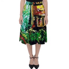 Old Tree And House With An Arch 5 Folding Skater Skirt by bestdesignintheworld