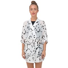 Flock Birds Animals Flying Half Sleeve Chiffon Kimono by Simbadda