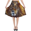 Fractalius Big Cat Animal Flared Midi Skirt View1