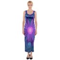 Blown Glass Flower of an ElectricBlue Fractal Iris Fitted Maxi Dress View1