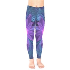 Blown Glass Flower Of An Electricblue Fractal Iris Kids  Legging by jayaprime