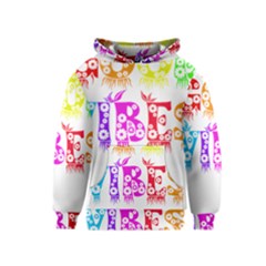 Good Vibes Rainbow Floral Typography Kids  Pullover Hoodie by yoursparklingshop