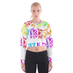 Good Vibes Rainbow Floral Typography Cropped Sweatshirt by yoursparklingshop