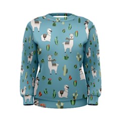 Lama And Cactus Pattern Women s Sweatshirt by Valentinaart