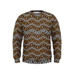 Modern Wavy Geometric Pattern Kids  Sweatshirt by dflcprints