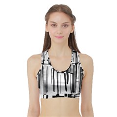 Black And White City Sports Bra With Border by digitaldivadesigns