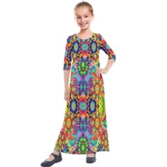 Artwork By Patrick-colorful-47 Kids  Quarter Sleeve Maxi Dress