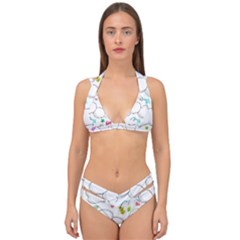 Set Chalk Out Chitchat Scribble Double Strap Halter Bikini Set by Nexatart