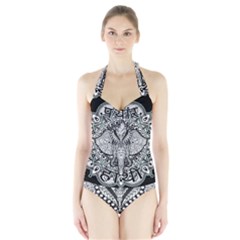 Ornate Hindu Elephant  Halter Swimsuit by Valentinaart