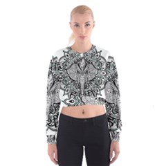 Ornate Hindu Elephant  Cropped Sweatshirt by Valentinaart