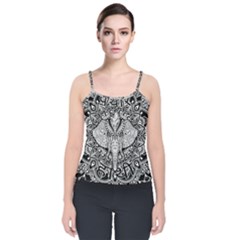 Ornate Hindu Elephant  Velvet Spaghetti Strap Top