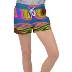 Colorful Waves Women s Velour Lounge Shorts by LoolyElzayat