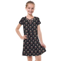 Skulls Motif Pattern Kids  Cross Web Dress