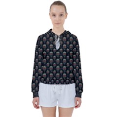 Skulls Motif Pattern Women s Tie Up Sweat by dflcprints