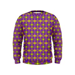 Purple Yellow Swirl Pattern Kids  Sweatshirt by BrightVibesDesign