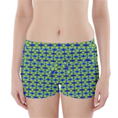 Blue Yellow Green Swirl Pattern Boyleg Bikini Wrap Bottoms by BrightVibesDesign