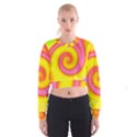 Swirl Yellow Pink Abstract Cropped Sweatshirt View1