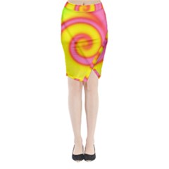 Swirl Yellow Pink Abstract Midi Wrap Pencil Skirt by BrightVibesDesign